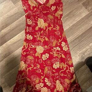 Floral Red and Gold Women's Dress